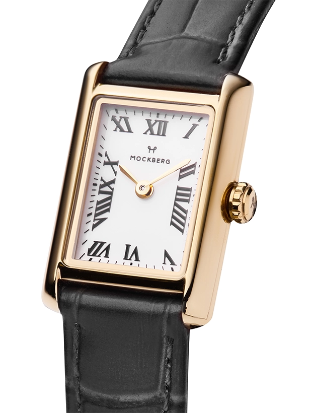 Mockberg Timeless Black Leather Gold 19x28mm MB0245, klocka som du kan handla till bra pris hos oss på Klockmaster.