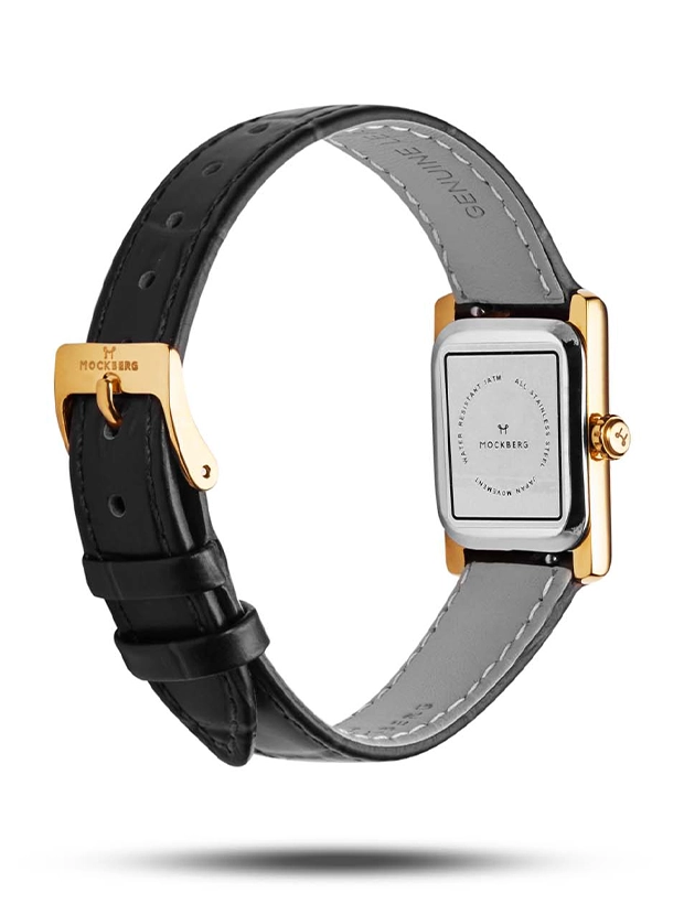 Mockberg Timeless Black Leather Gold 19x28mm MB0245, klocka som du kan handla till bra pris hos oss på Klockmaster.