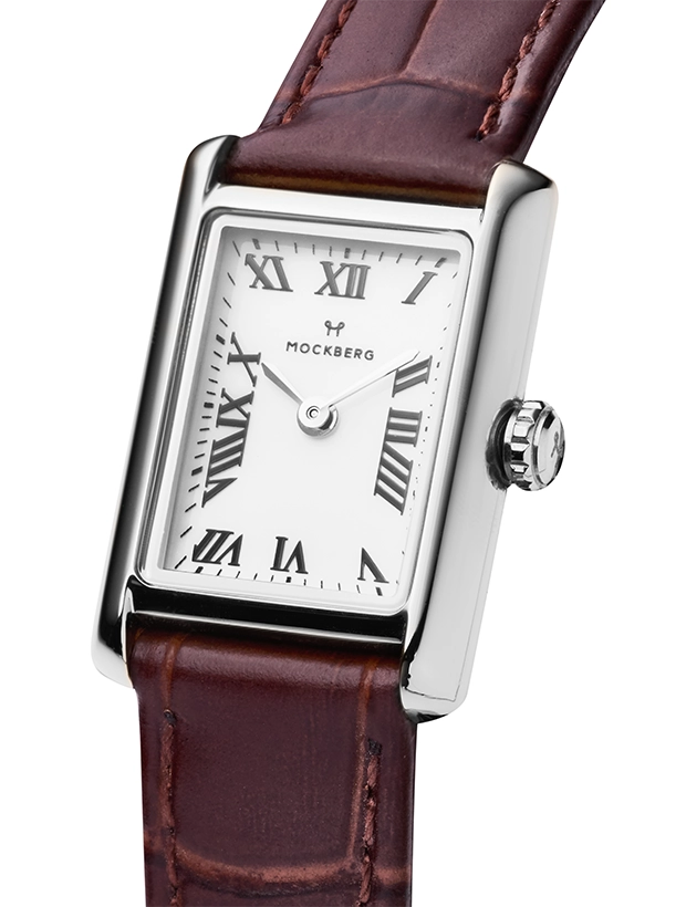 Mockberg Timeless Brown Leather Silver 19x28mm MB0248, klocka som du kan handla till bra pris hos oss på Klockmaster.