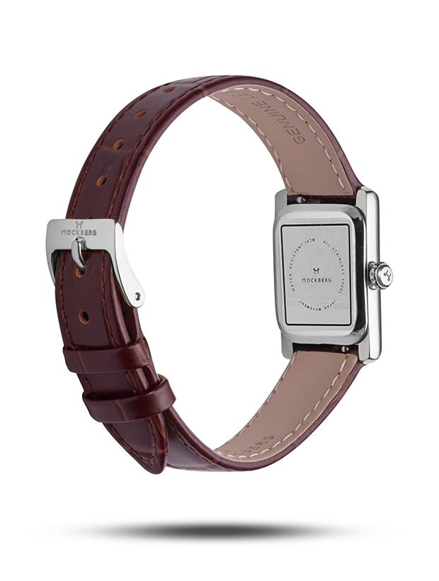 Mockberg Timeless Brown Leather Silver 19x28mm MB0248, klocka som du kan handla till bra pris hos oss på Klockmaster.