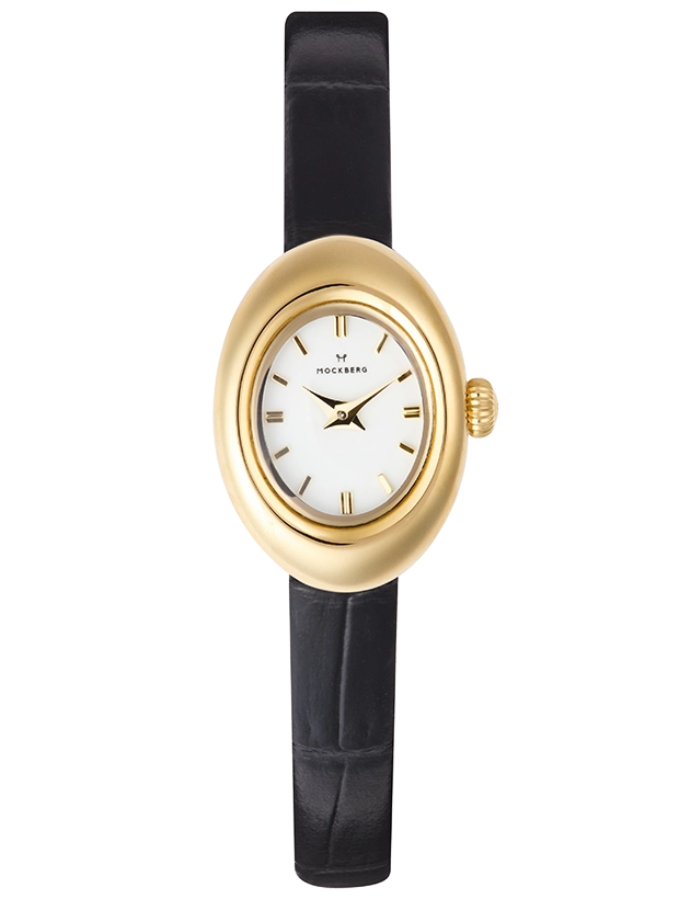Mockberg Belle Oval Petite Leather Gold 18.5mm MB1412, handla denna klocka online eller i butik hos klockmaster