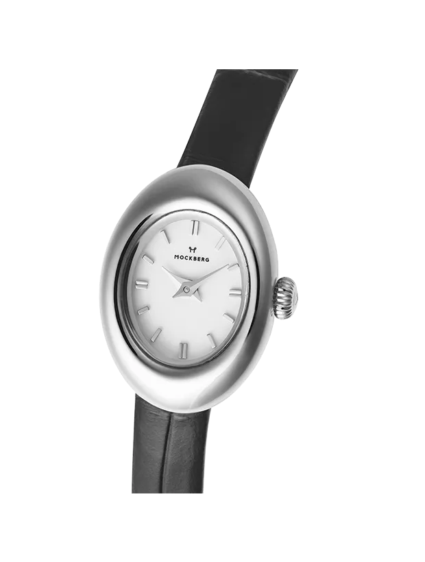 Mockberg Belle Oval Petite Leather Steel 18.5mm MB1413, klocka som du kan handla till bra pris hos oss på Klockmaster.