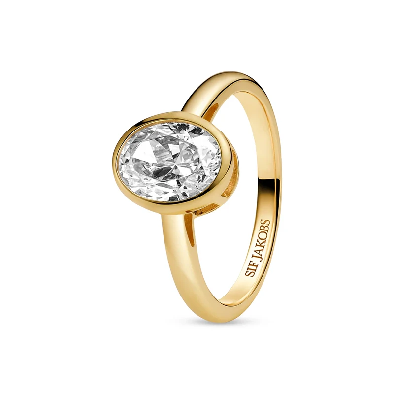 Ring Sardinien Ovale Grande Guld 17,2mm Sif Jakobs SJ-R2796-CZ-YG-54, klocka som du kan handla till bra pris hos oss på Klockmaster.