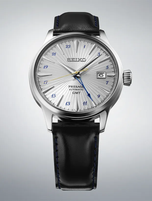 SEIKO Presage Cocktail Time GMT Silver Bullet 40.5mm SSK049J1, klocka som du kan handla till bra pris hos oss på Klockmaster.