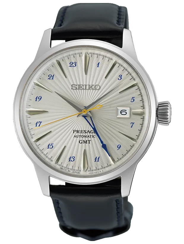 SEIKO Presage Cocktail Time GMT Silver Bullet 40.5mm SSK049J1, handla denna klocka online eller i butik hos klockmaster