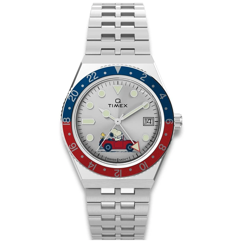 TIMEX Peanuts x Q Timex GMT 38mm, handla denna klocka online eller i butik hos klockmaster